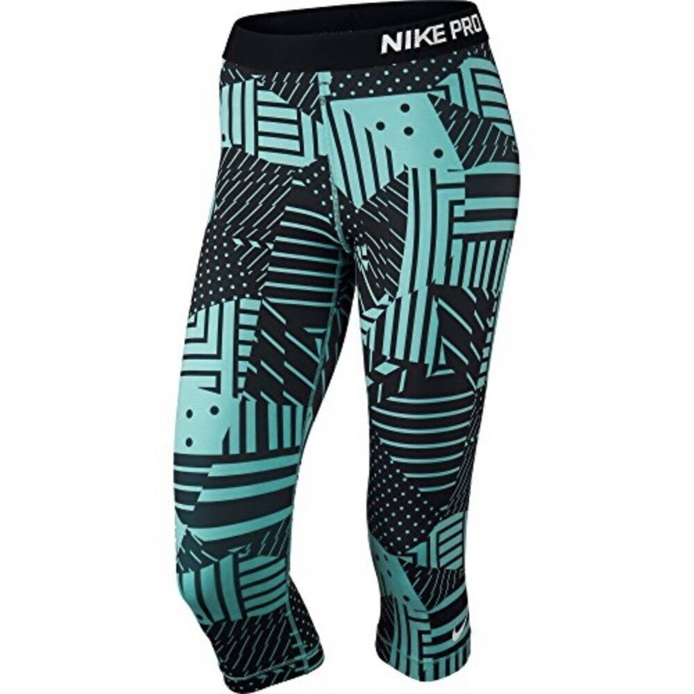 Nike Pro Cropped Leggings Women’s Size XS‎ Teal Black Capris